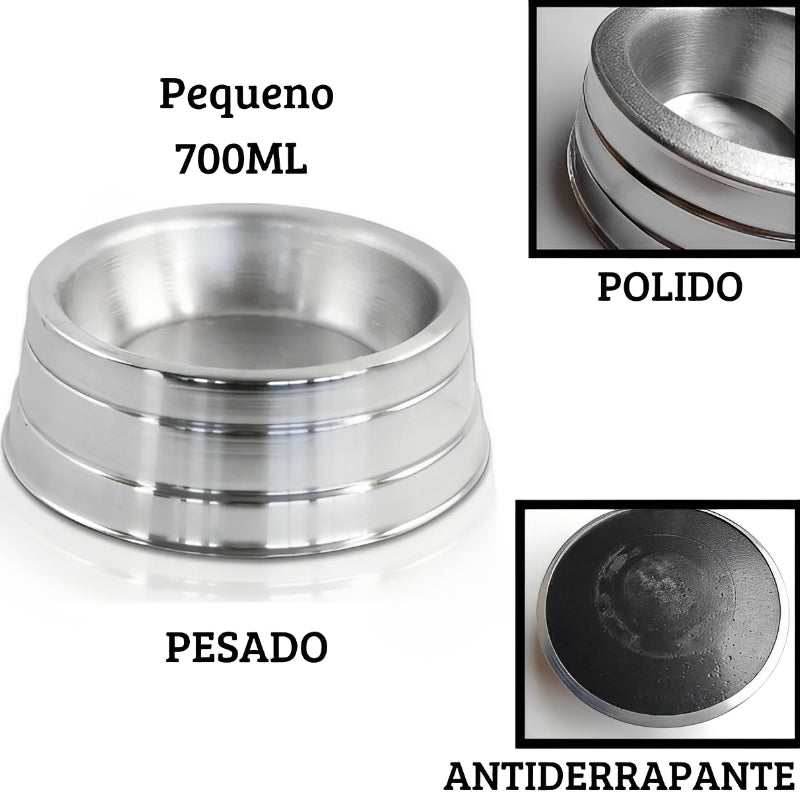 Comedouro Pesado Polido de Alumínio para Cães
