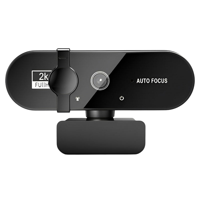 Webcam 2K Full HD com Microfone e Foco Automático