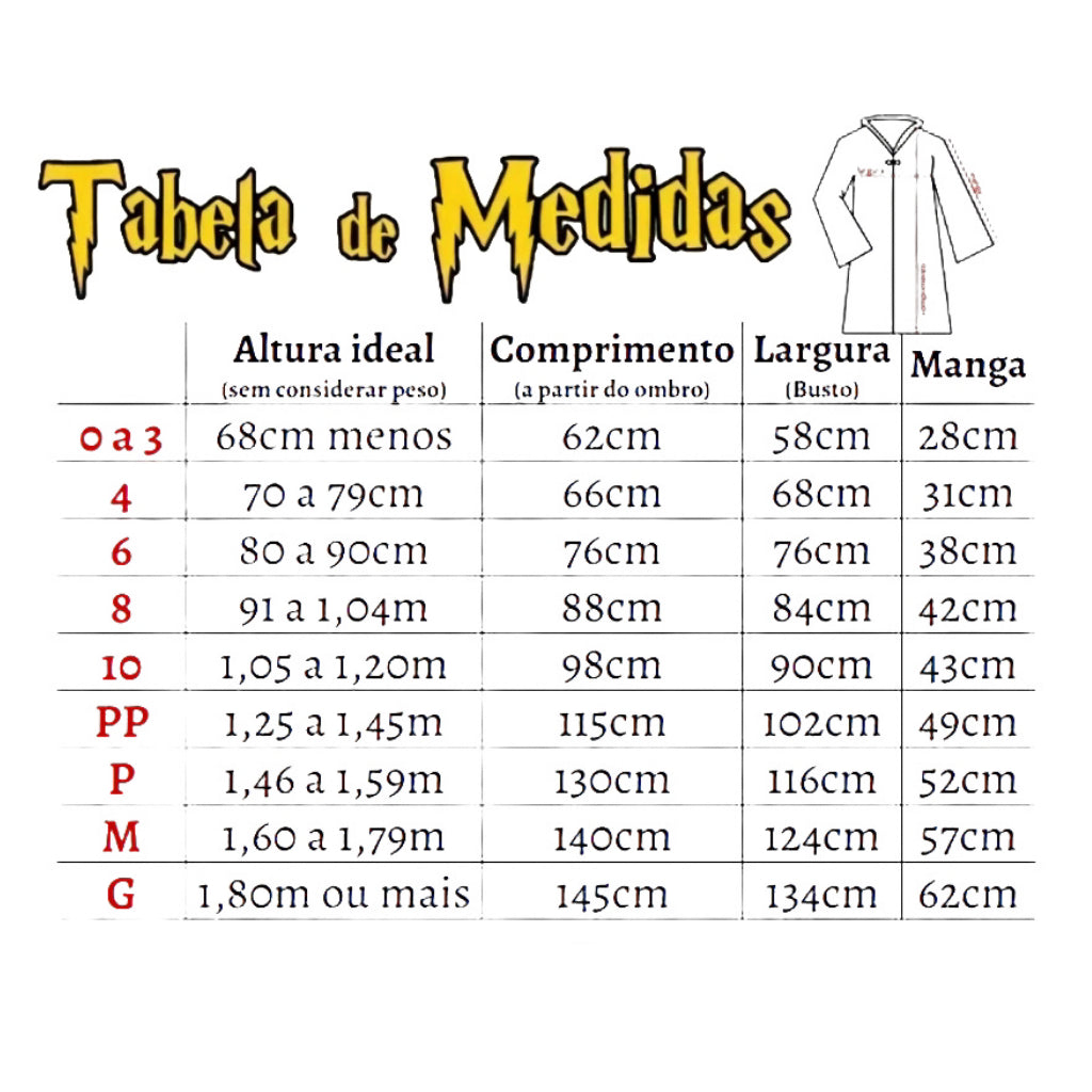 Fantasia Harry Potter, Capa das Casas, Corvinal, Grifinória, Sonserina e Lufa Lufa