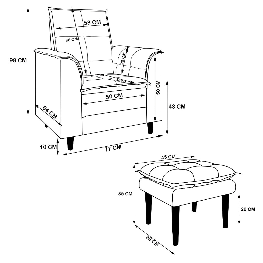 Poltrona de Amamentação com Puff em Suede Bege