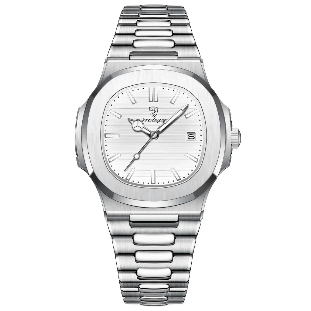 Relógio Poedagar Chronos, À prova D'água, Luminoso, Aço Inoxidável