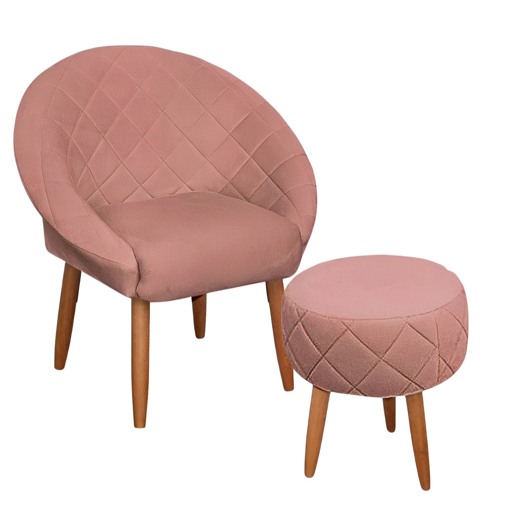 Poltrona Decorativa com Puff Ibiza, Cadeira Estofada Resistente para Escritório, Manicure e Recepção