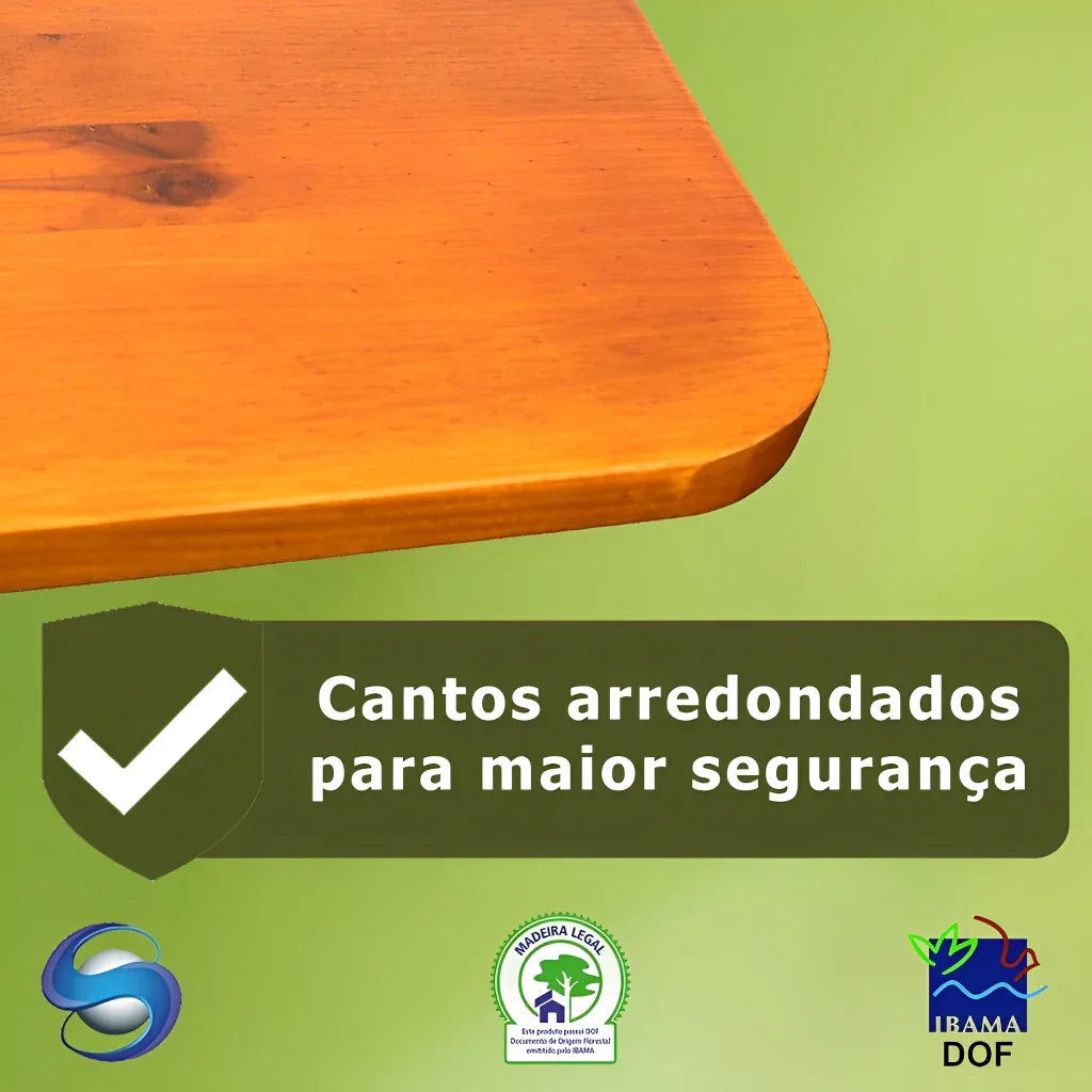 Jogo de Mesa Dobrável 70x70 com 4 Cadeiras, Madeira Maciça