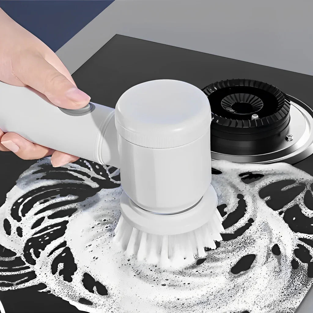 Escova Elétrica de Limpeza 5 em 1 sem Fio, Prático e Eficiente