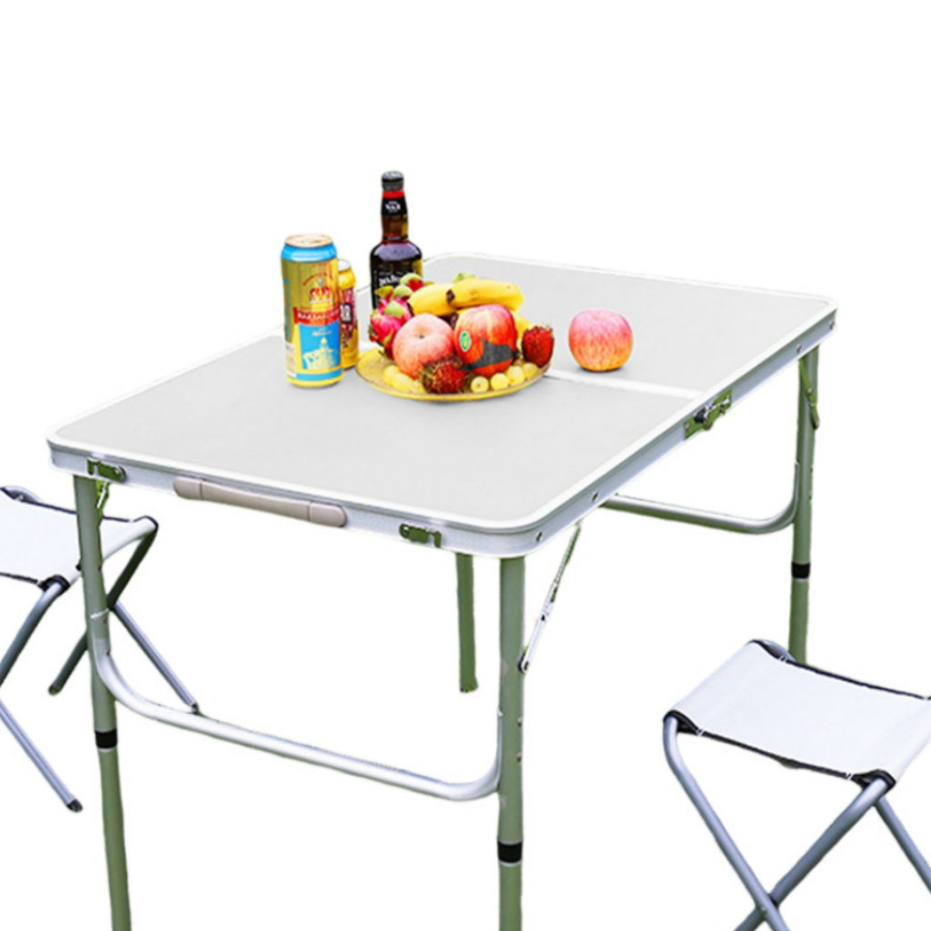 Mesa Dobrável de Alumínio Portátil 90 x 60cm com Tampo de MDF, Vira Maleta para Camping e Praia