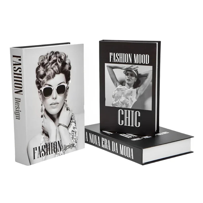 Kit com 3 Livros Falsos para Decoração e Armazenamento de Objetos