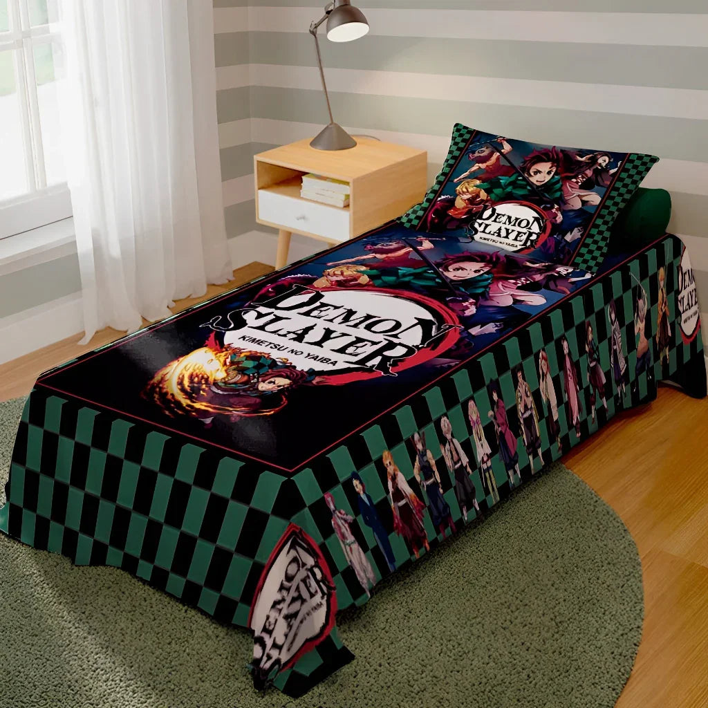 Conjunto de Lençol Cobre Leito com Fronha Demon Slayer