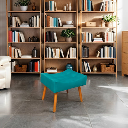 Puff Requinte Retangular com Pés Palito e Acabamento em Suede