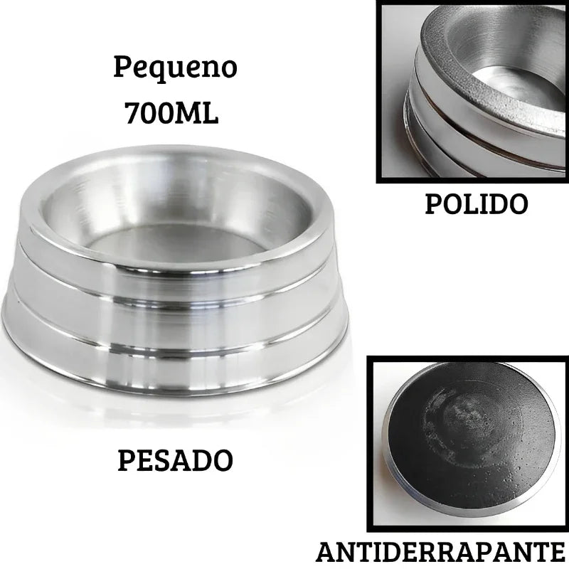 Comedouro Pesado Polido de Alumínio para Cães