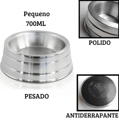 Comedouro Pesado Polido de Alumínio para Cães