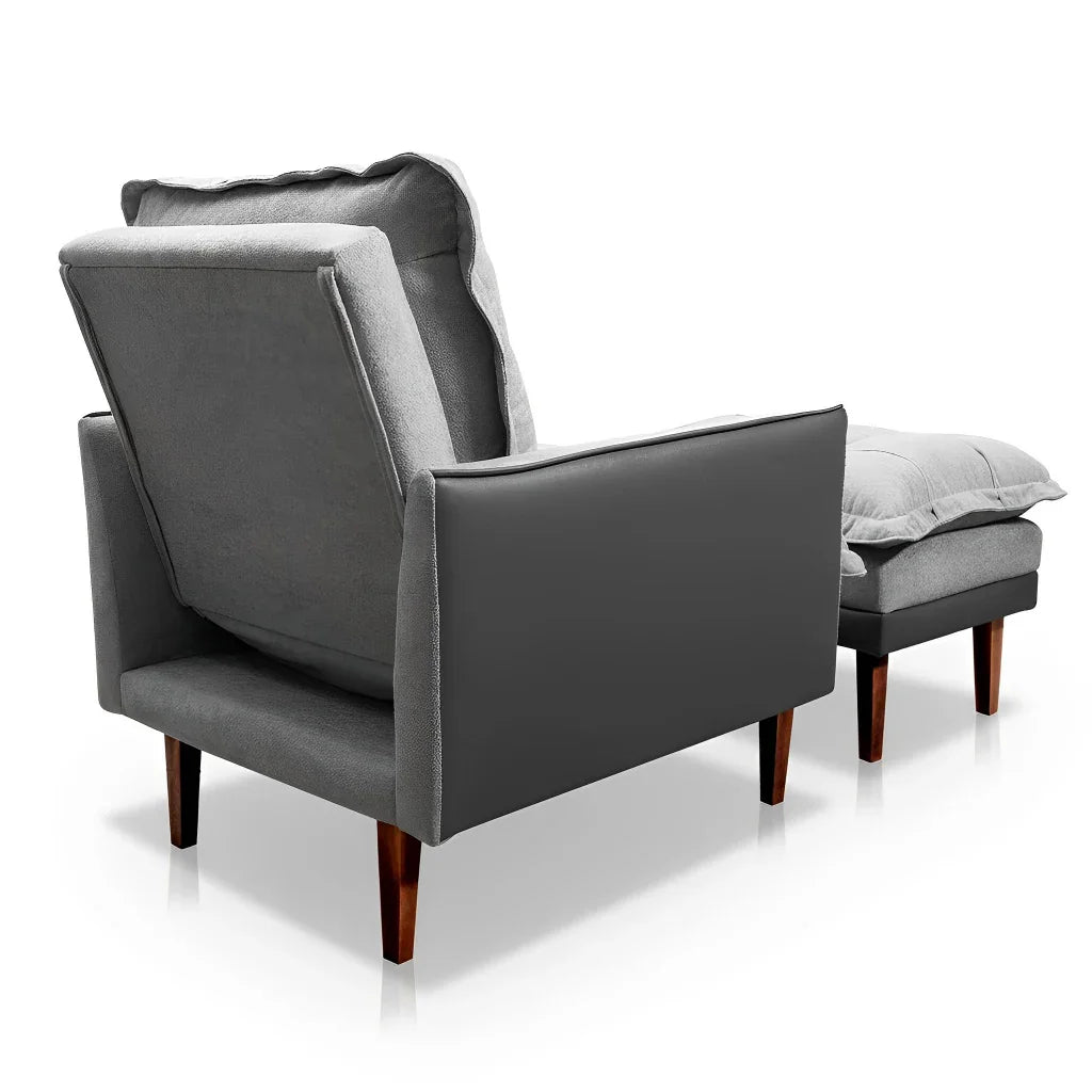 Poltrona Reclinável com Puff Catena, Cinza