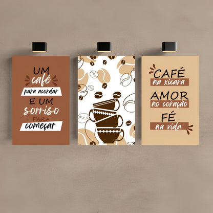 Kit de 3 Quadros Cantinho do Café