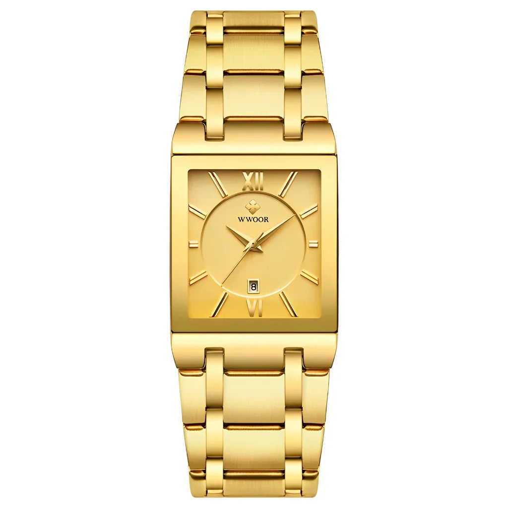 Relógio de Quartzo WWOOR 8858, Aço Inoxidável, À Prova D'água