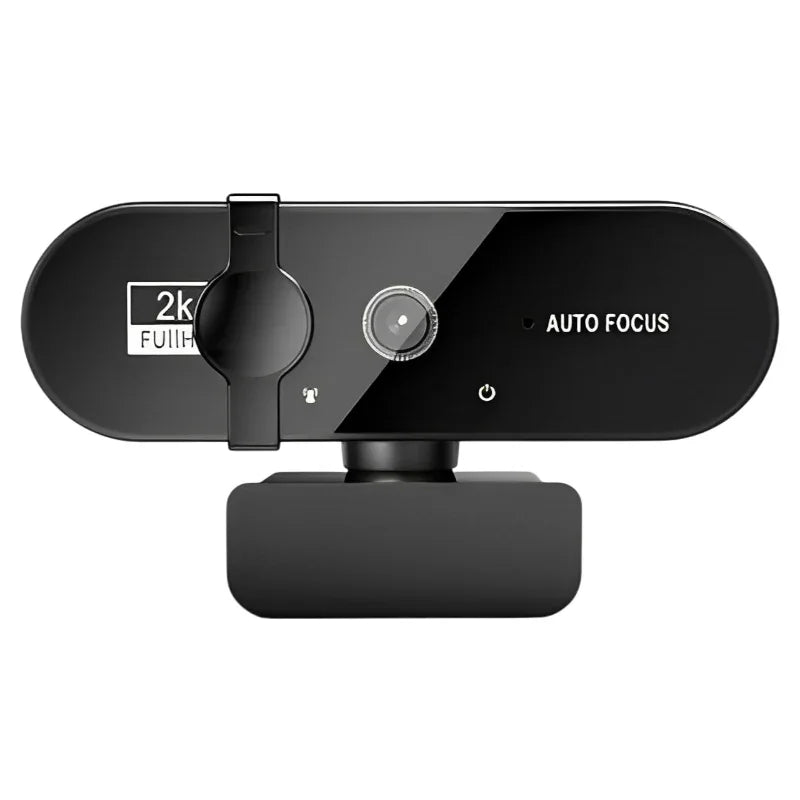 Webcam 2K Full HD com Microfone e Foco Automático