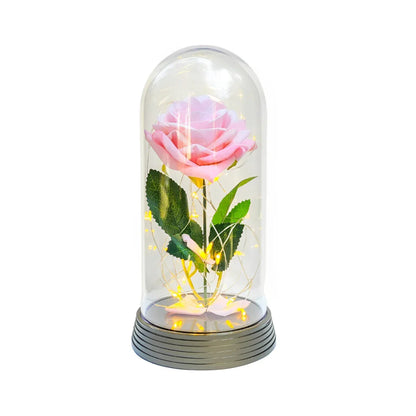 Luminária Cúpula de Acrílico com Rosa e Micro LEDs