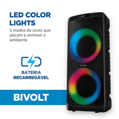 Caixa de Som Bluetooth Party Box Mondial Pbx-600 Bivolt