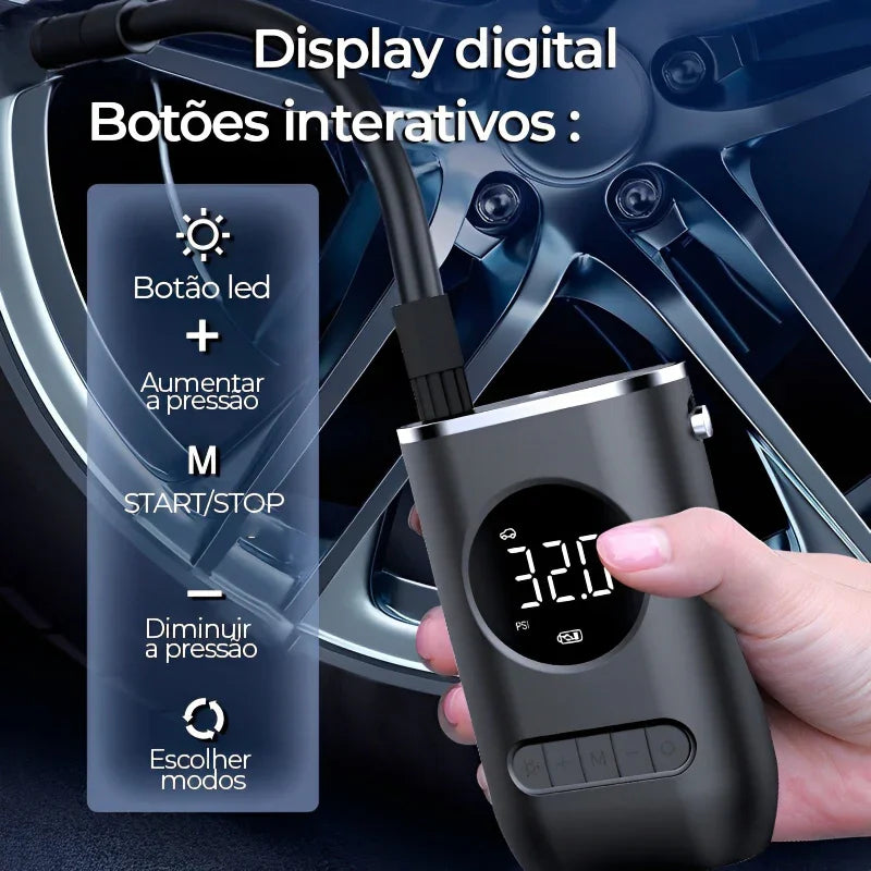 Bomba de Ar Elétrica sem Fio para Pneus, Bolas e Balões
