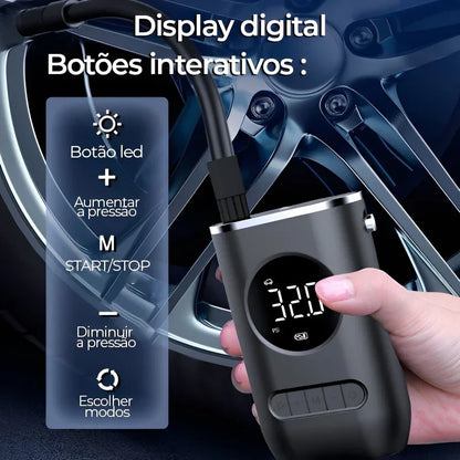 Bomba de Ar Elétrica sem Fio para Pneus, Bolas e Balões
