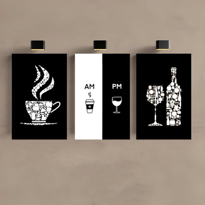 Kit de 3 Quadros Cantinho do Café