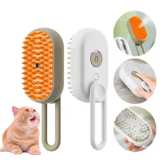 Escova Pet 3 em 1 a Vapor Auto-Limpante para Cães e Gatos