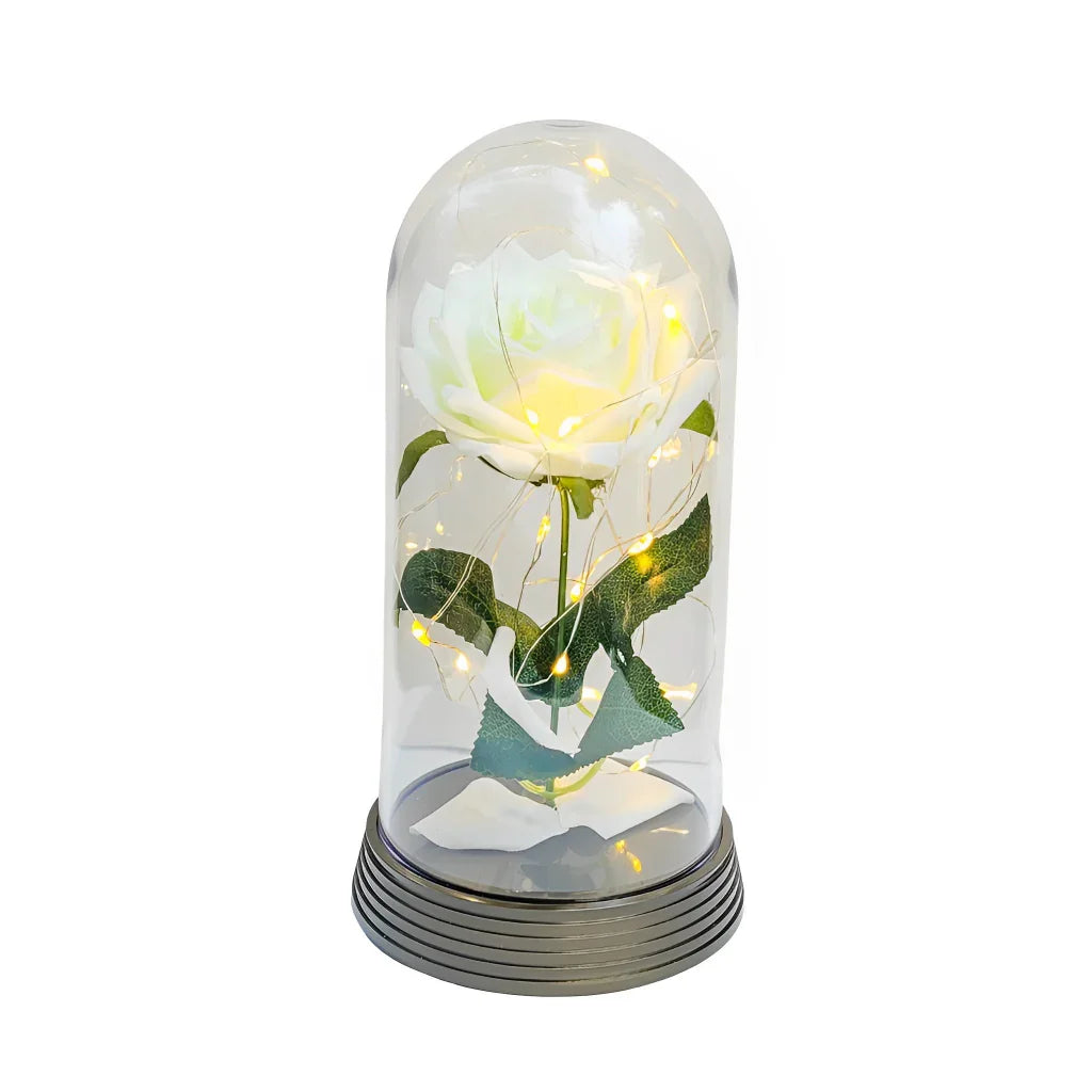 Luminária Cúpula de Acrílico com Rosa e Micro LEDs