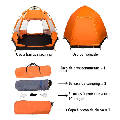 Barraca de Camping para 5-8 Pessoas, Grande e Arejada, 270 x 270 x 150cm