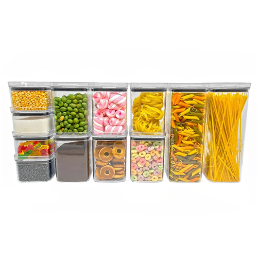 Kit 12 Potes Herméticos em Acrílico, Empilháveis com Vedação