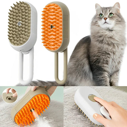 Escova Pet 3 em 1 a Vapor Auto-Limpante para Cães e Gatos