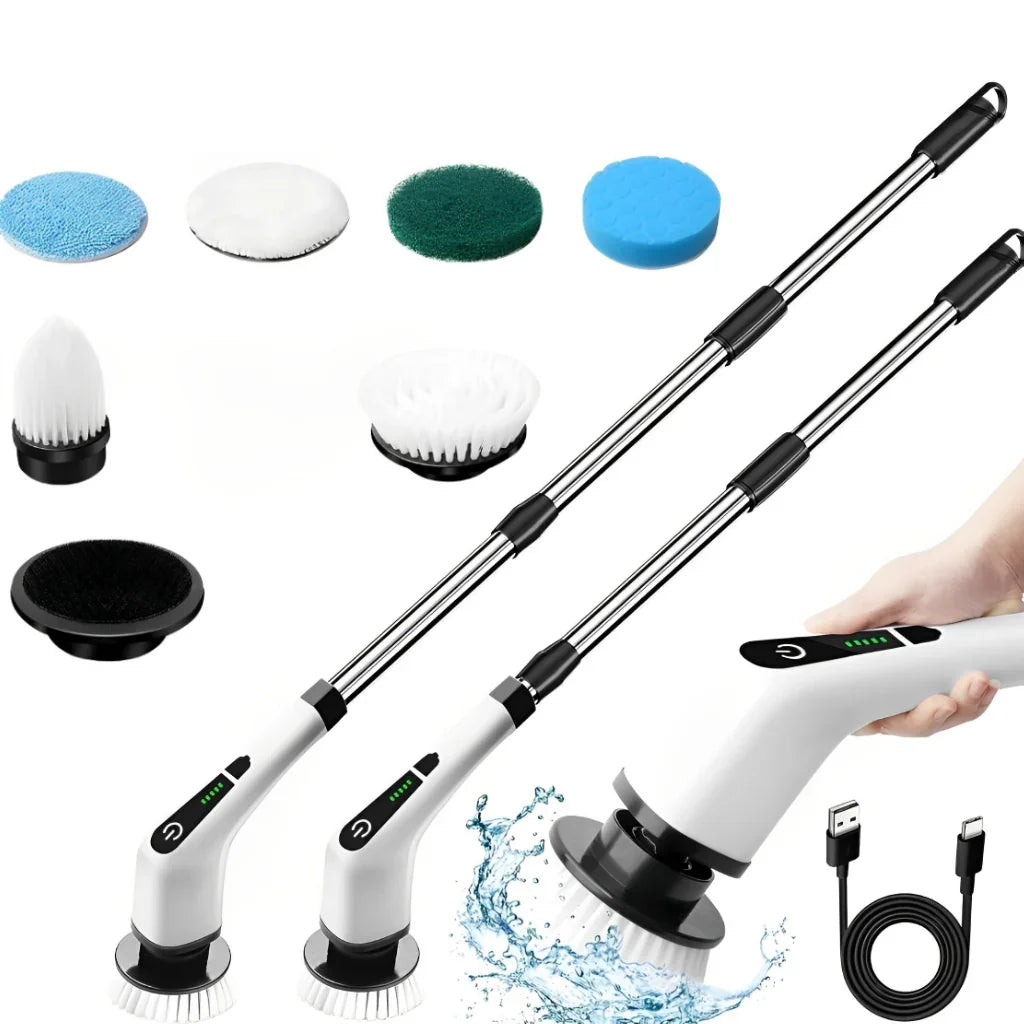 Escova Elétrica de Limpeza 3 em 1 Recarregável, Ajustável para Janela, Banheiro e Cozinha
