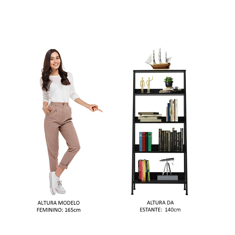 Estante Escada para Livros com 4 Prateleiras