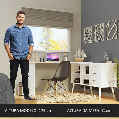 Escrivaninha de Canto com 3 Gavetas