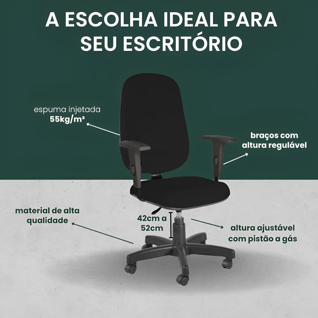 Cadeira de Escritório Presidente Giratória com Braços