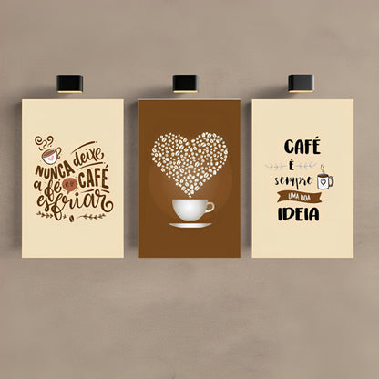 Kit de 3 Quadros Cantinho do Café