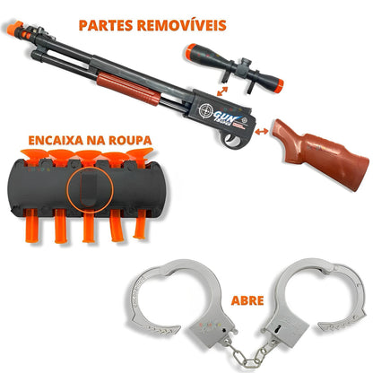 Shotgun de Briquedo com 5 Dardos e Algema