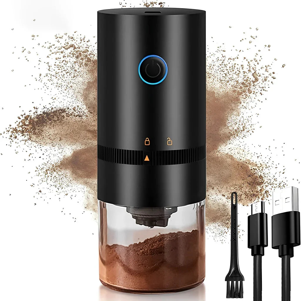 Moedor de Café Elétrico Portátil Recarregável com Ajuste de Níveis de Moagem
