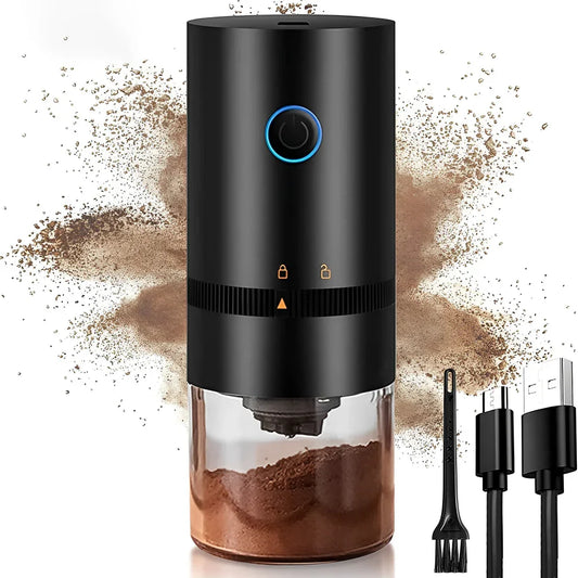 Moedor de Café Elétrico Portátil Recarregável com Ajuste de Níveis de Moagem
