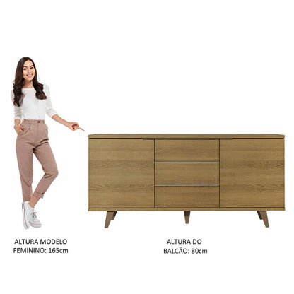 Buffet Aparador com 3 Gavetas e 2 Portas com Pés