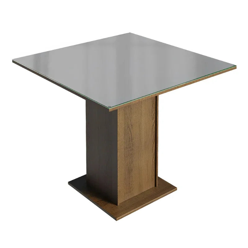 Conjunto Sala de Jantar, Mesa com Tampo de Vidro e 4 Cadeiras