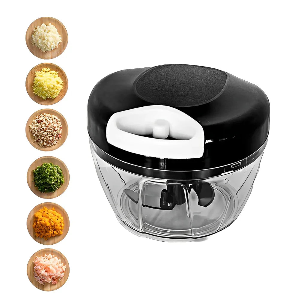 Mini Processador Manual de Alimentos com 3 Lâminas