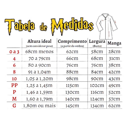 Fantasia Harry Potter, Capa das Casas, Corvinal, Grifinória, Sonserina e Lufa Lufa