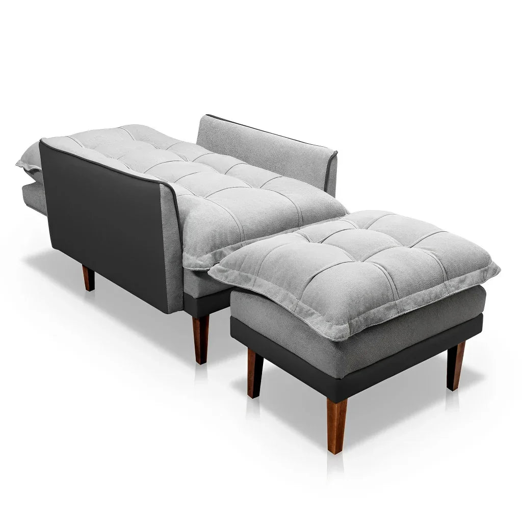 Poltrona Reclinável com Puff Catena, Cinza