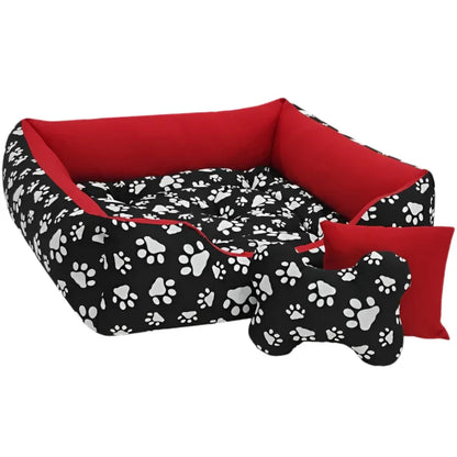 Cama Pet para Cachorro de Porte Médio 80x60cm com Tapete e Brinquedo