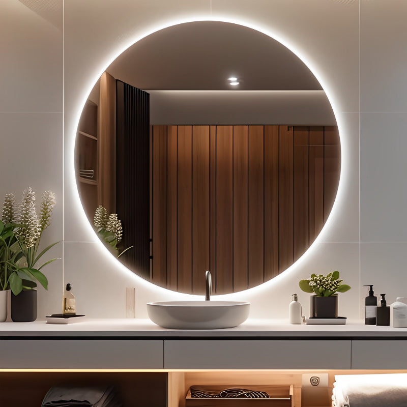 Espelho Decorativo Lapidado Redondo com Kit de Instalação Completo 60cm