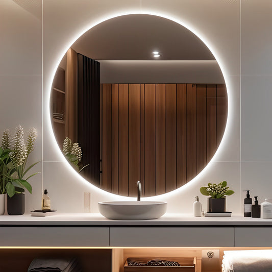 Espelho Decorativo Lapidado Redondo com Kit de Instalação Completo 60cm