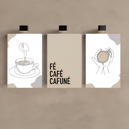 Kit de 3 Quadros Cantinho do Café
