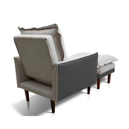 Poltrona Reclinável com Puff Catena, Cinza e Off White