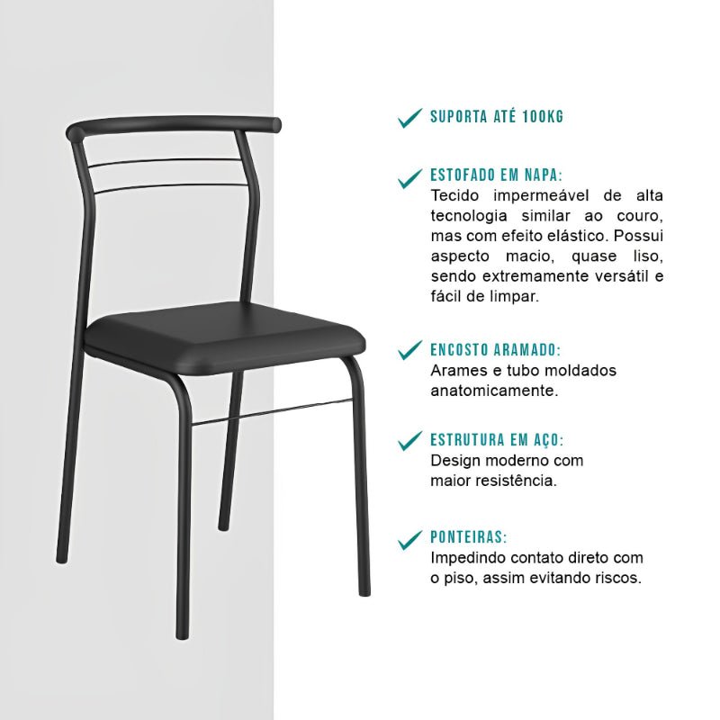 Conjunto de Sala de Jantar Carraro Galway com Mesa e 4 Cadeiras