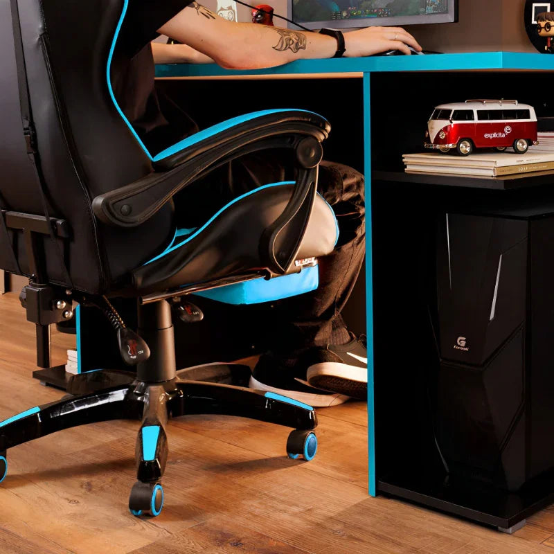 Escrivaninha Preta com Azul para Computador Gamer