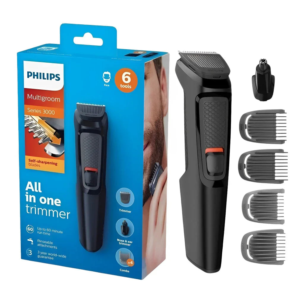 Barbeador Elétrico Philips Multigroom 6 em 1 MG3711/15, Máquina de Barbear e Aparar