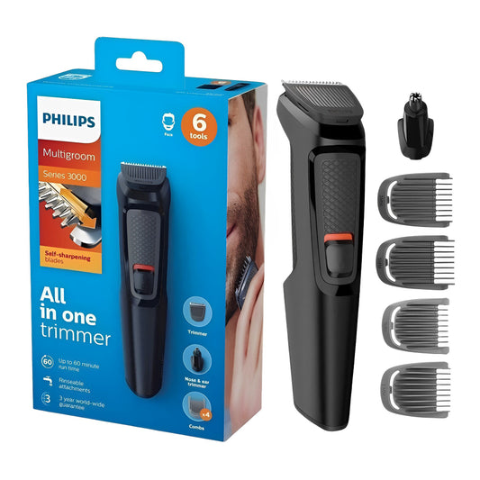 Barbeador Elétrico Philips Multigroom 6 em 1 MG3711/15, Máquina de Barbear e Aparar